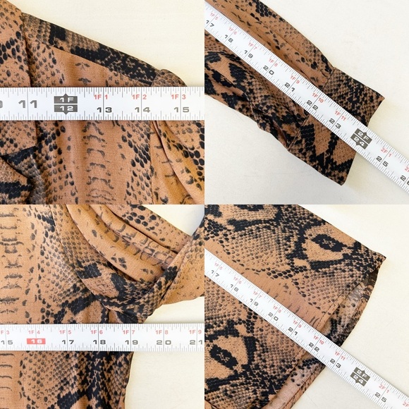 Topshop Snake Print Button-Up Shirt Blouse Brown and Black Size 4 - Picture 10 of 15